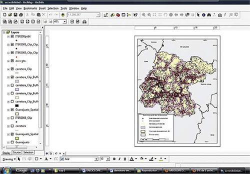 Mapa elaborado por medio de sistemas de información geográfica.