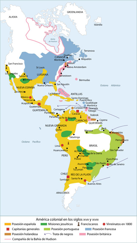 Mapa de América Colonial